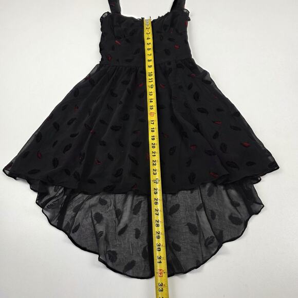 Tripp NYC Dress Womens XS Black Red Feather Velvet Gothic Alternative Layered - Picture 7 of 10